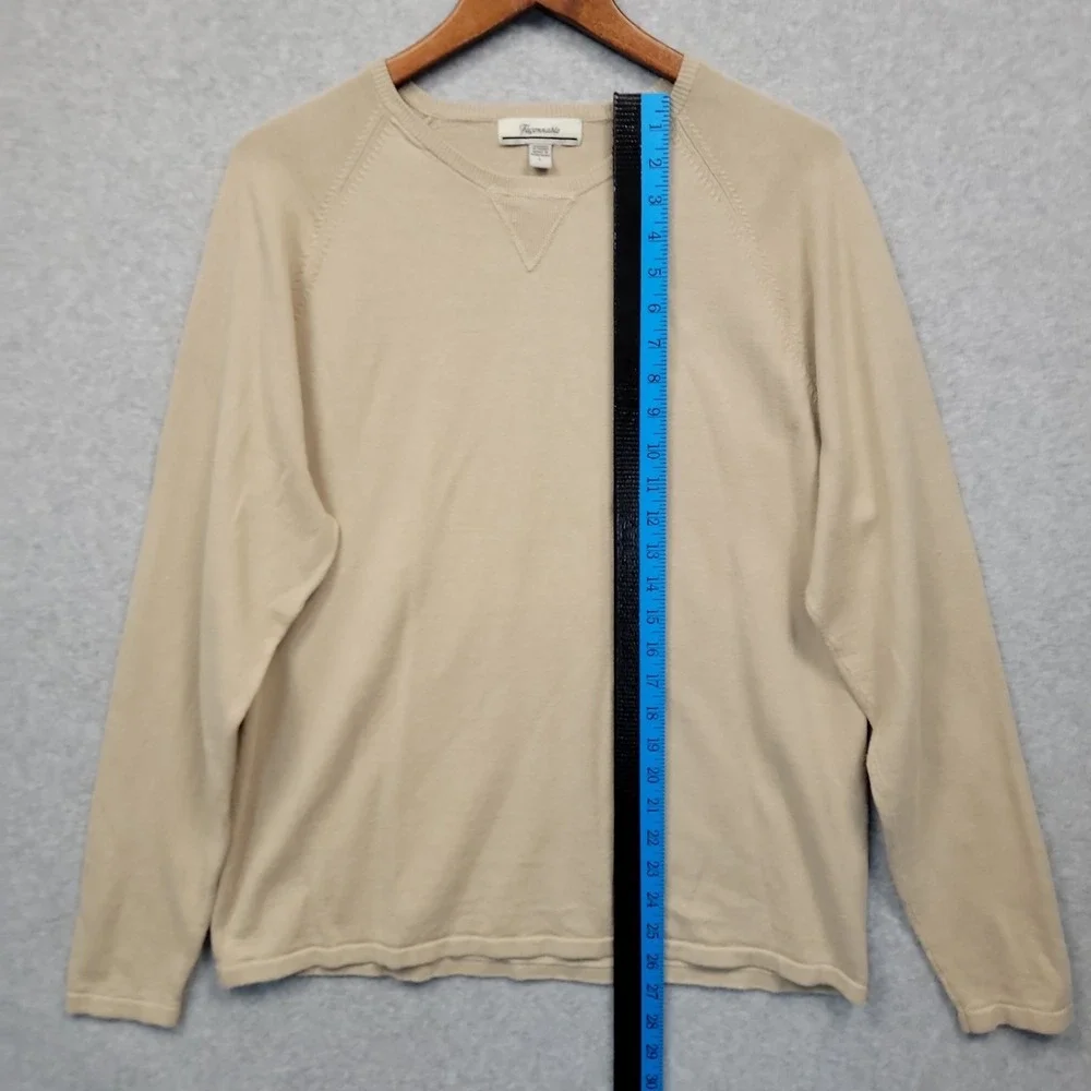 FACONNABLE Men's Linen Cotton Crewneck Sweater Sz L Preppy Quiet Luxury Beige